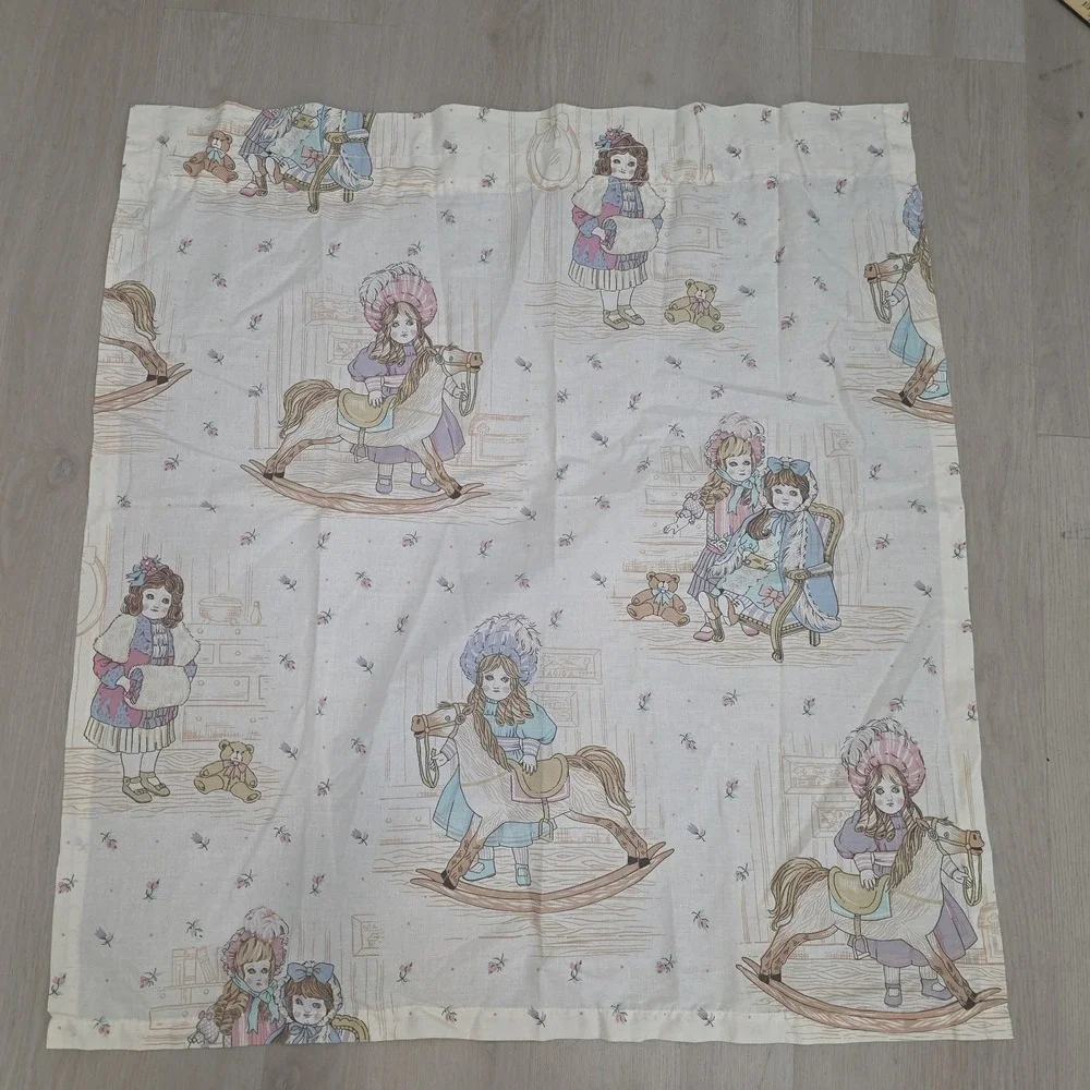 Vtg Jcpenney Victorian Doll Pattern Curtain Set / Pillowcase / Bed Skirt  Set